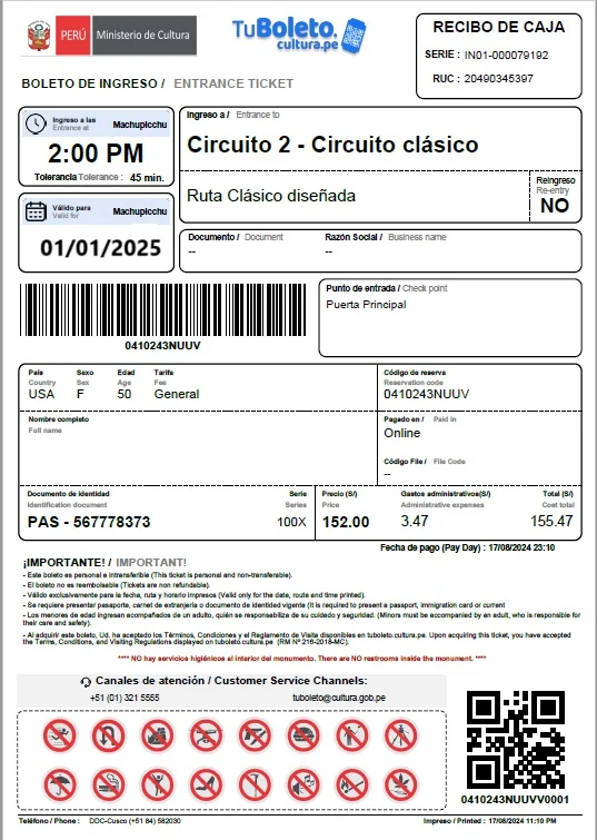 Reserve Your Ticket for 2025 | Cusco to Machu Picchu: Secure Your Adventure Now! 2 INGRESO MAPI